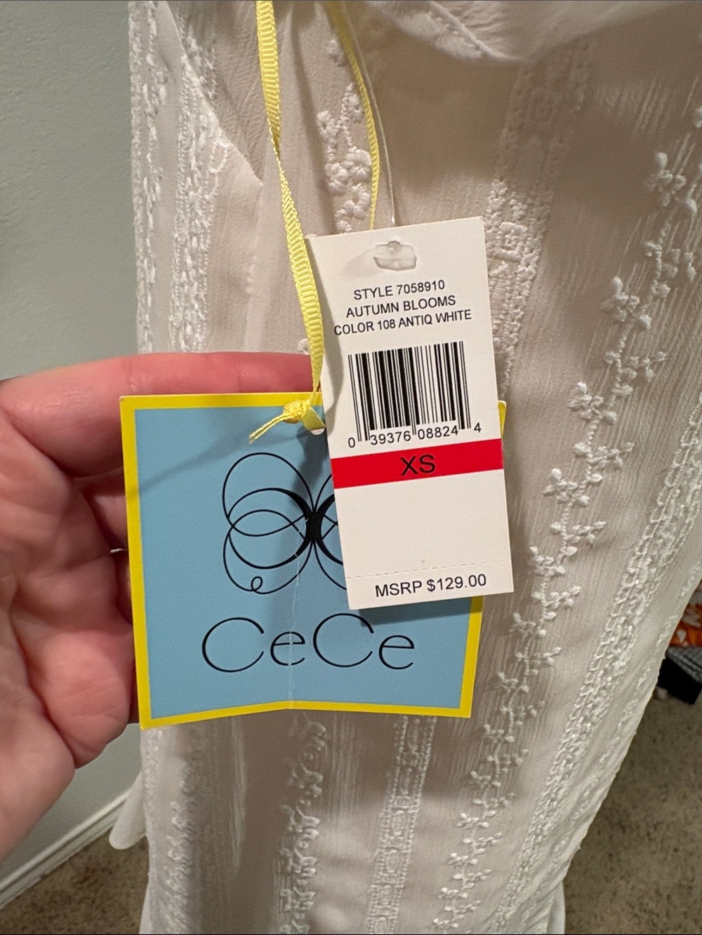 CeCe White Embroidered Ruffle-Hem Dress - Picture 5 of 6